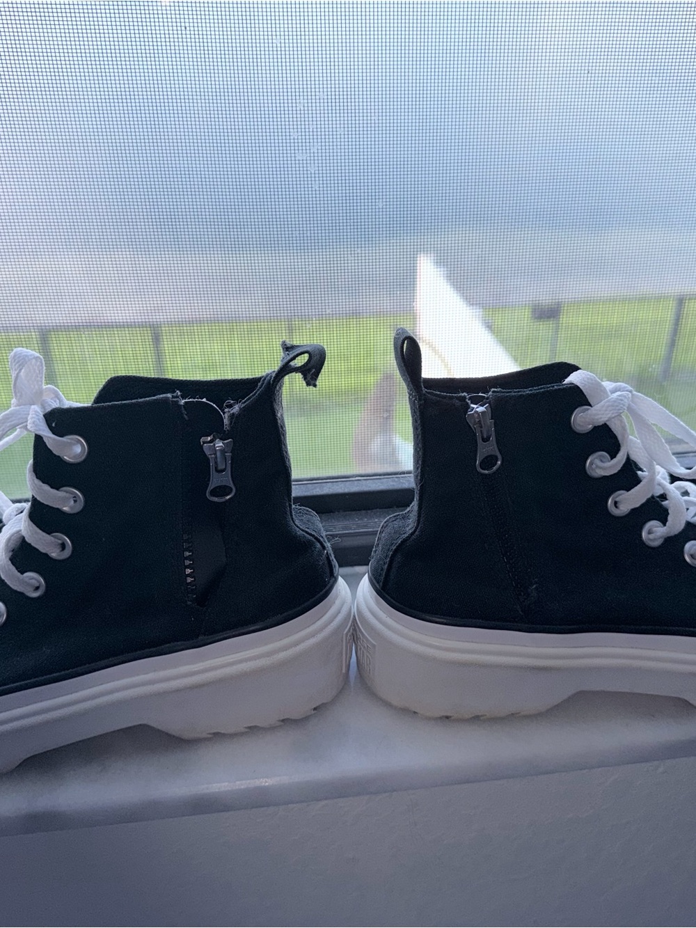 CONVERSE Kids Black High-Top Canvas Sneakers with White Sole